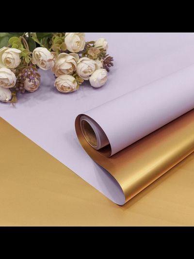 Пленка матовая двусторонняя (золото/сиреневая, 60мкм), 58см*10м
