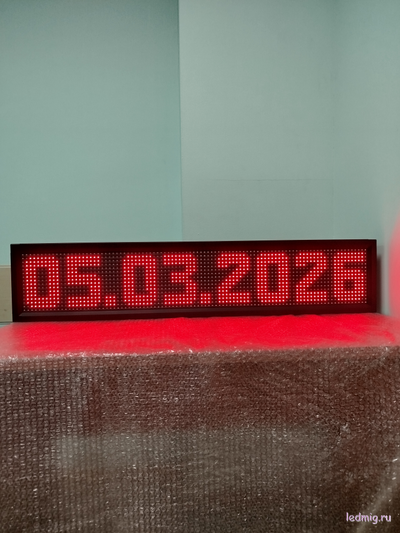 Уличные часы-[88:88:88]-дата-t-210х1010мм (красный цвет)
