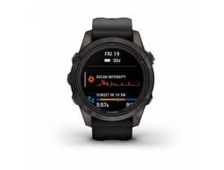Умные часы Garmin Fenix 7S PRO Sapphire Solar титановый угольно-серый DLC с силиконовым ремешком