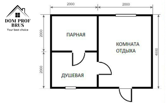 Баня из профилированного бруса "Дровосек" 16м2 4х4