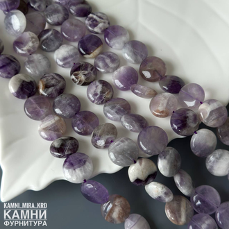 Аметист шеврон круги 14-14,3 мм, цена за нить 19 см