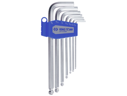 Набор Г-образных шестигранников 3/32"-3/8", дюймовые, с шаровым окончанием, 7 предметов KING TONY 20107SR