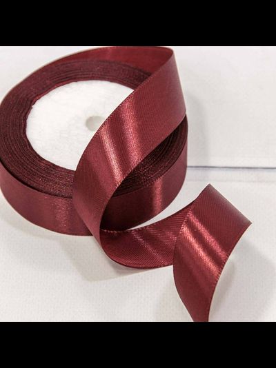 Лента атласная 25мм (124, тем. красно-коричневая), 22,9м