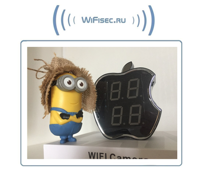 IP видеоняня WiFi (Часы настольные, яблоко)  с аккумулятором с DVR, HD (CamVIP)