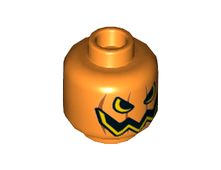 Minifigure, Head Pumpkin Jack O' Lantern Open Semicircular Eyes with  Vertical Lines on Back Pattern - Hollow Stud, Orange (3626cpb1522 / 6143944)
