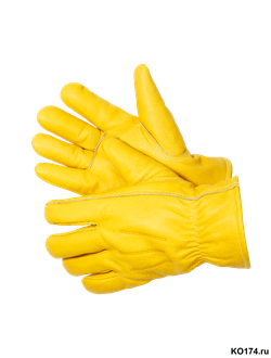 Перчатки цельнокожаные утепленные желтого цвета Force GOLD Zima, утеплитель мутон