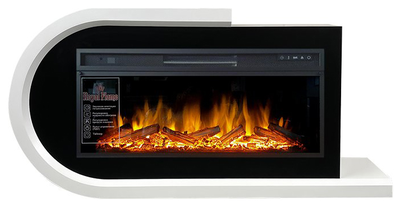 Линейный электрокамин Basel L белый с черным с очагом Vision 42 LOG LED