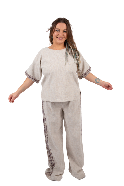 Костюм для дома и практик из льна ручного ткачества