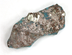 Бирюза с пиритом, необработанный, дикий образец, США, Аризона (32*13*8 мм, 3,5 г) №37589