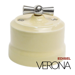 керамический ретро выключатель слоновая кость Verona с ручкой хром