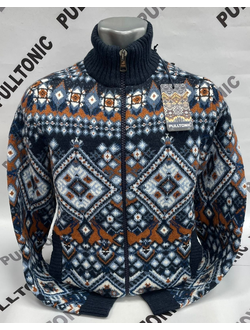 Свитер на молнии ромб