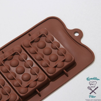 Форма для шоколада «Мини-шоколадки», 3 ячейки, 22×11×1 см, цвет шоколадный