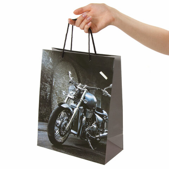 Пакет подарочный 26x12,7x32,4 см, ЗОЛОТАЯ СКАЗКА "Мотоцикл", ламинированный, 606589, 12 шт.