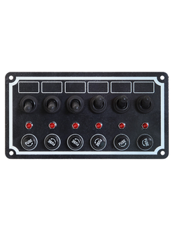 Панель выключателей, 6 тумблеров, черная