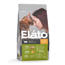 Elato (Элато) корм для кошек с курицей и уткой для выведения комочков шерсти 1,5 кг
