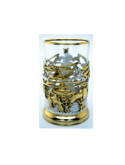 Подстаканник Вертолетчики с позолотой.
