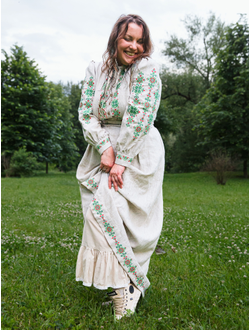 Платье-рубашка «Процветание» из небеленого льна