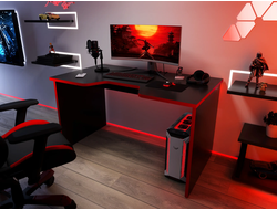 Стол геймерский С-240 черный шагрень/красный