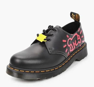 Полуботинки Dr. Martens 1461 черные с принтом