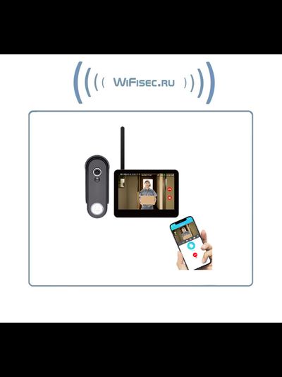 Автономный беспроводной комплект (сенсорный монитор 7" + панель вызова) с DVR + модуль управления электронным замком, HD (Acebell)