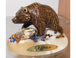 Медвежонок идущий, подставка селенит. ОПТ