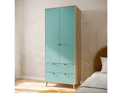 Шкаф Велламо ВО-07 блэквуд ячменный/бирюза