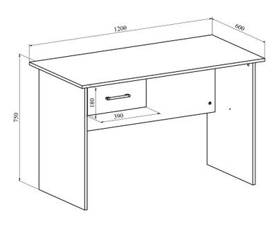 Стол офисный ОФ-112К с тумбой ОФ-26 Дуб Крафт табачный