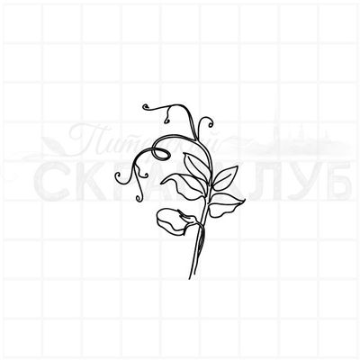 Штамп для скрапбукинга веточка с цветком зеленого горошка