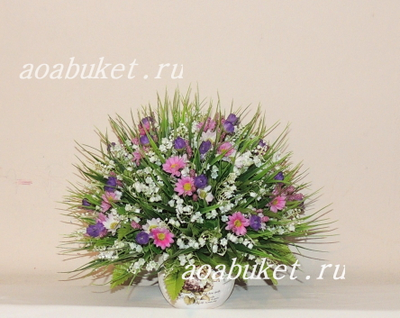 Цветочная композиция из искусственных цветов Ландыши № МС036/Купить на АОАБУКЕТ.ру