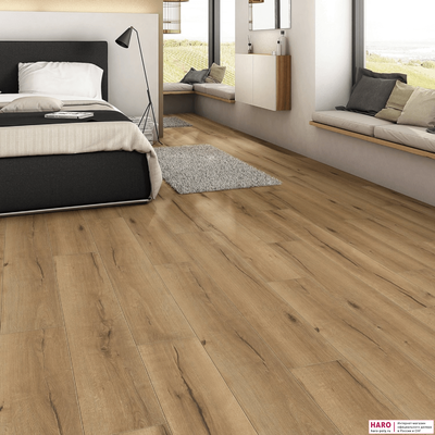 Пробковые полы Haro Дуб Италика натур структур 537257 в интерьере комнаты