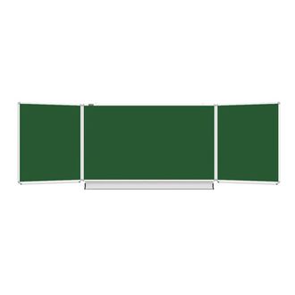 Доска для мела магнитная BRAUBERG, 100х150/300 см, 3-х элементная, 5 рабочих поверхностей, зеленая, 231707