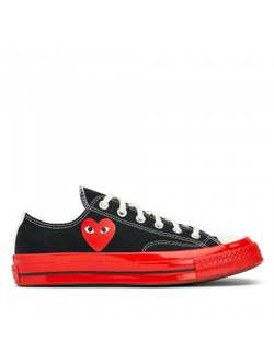 Converse Play Comme Des Garcons с сердечком черные низкие с красной подошвой A01795C