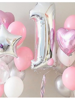 Набор шаров с гелием "С днем рождения" для девочки