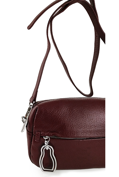 (АРТИКУЛ: 8395) СУМКА ЖЕНСКАЯ, МАЛЕНЬКАЯ, НАТУРАЛЬНАЯ КОЖА, БОРДОВАЯ "СПЕЛАЯ ВИШНЯ", С НАРУЖНЫМИ КАРМАНАМИ, С ПЛЕЧЕВЫМ РЕМНЕМ
