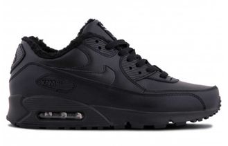 Nike Air Max 90 Черные, кожа/мех (35-46) Арт: 016М