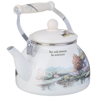 ЧАЙНИК ЭМАЛИРОВАННЫЙ СО СЪЕМНЫМ ФИЛЬТРОМ ИЗ НЖС СЕРИЯ "ДЕРЕВНЯ", 2,8 л