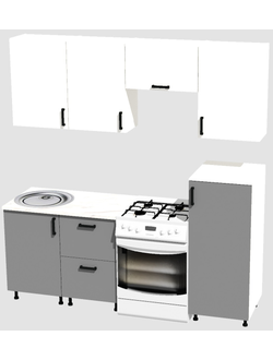 Кухня Эконом 1,5 метра с полуколонкой (1000х500) Цвет: Белый/Базальт