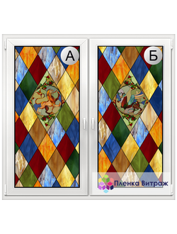 Витражная пленка, витражная пленка самоклеющаяся, пленочный витраж старорусский рисунком в дверь