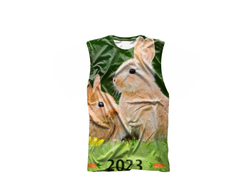 Майка 3D с полной запечаткой год Кролика №15