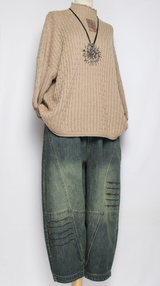 Джинсы "Цветные пунктиры" жёлто-голубые р.48-54