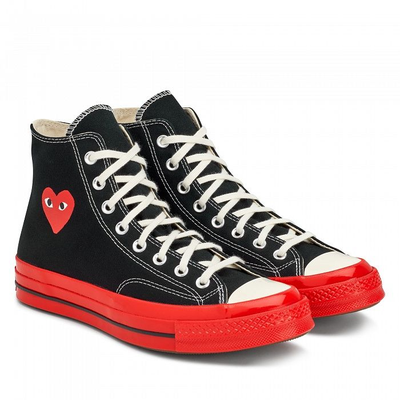 Converse play Comme des Garcons PLAY черные высокие с красной подошвой a01793c