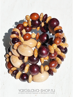 М-157. Браслет спираль из разных пород дерева .