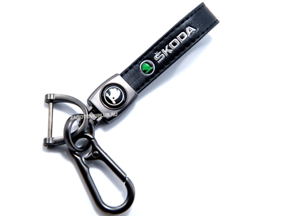 Премиум кожаный брелок с логотипом SKODA