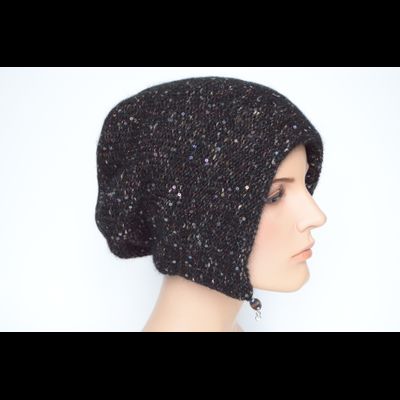 Шапка ушанка черная вязаная Vizio Италия 8022