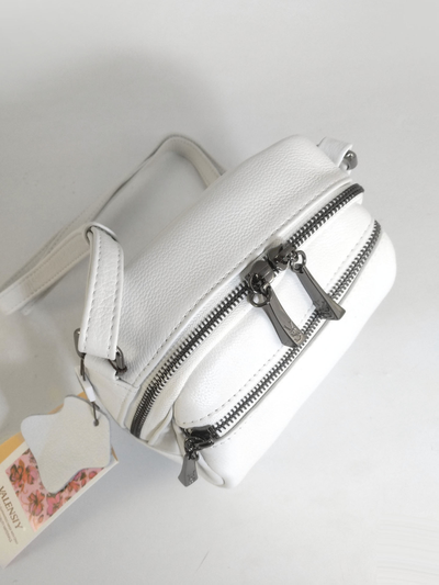 (АРТИКУЛ: 10144/2/1) СУМКА ЖЕНСКАЯ МАЛЕНЬКАЯ, НАТУРАЛЬНАЯ КОЖА, БЕЛАЯ, ДВА ОТДЕЛЕНИЯ, С РЕМЕШКОМ ЧЕРЕЗ ПЛЕЧО *