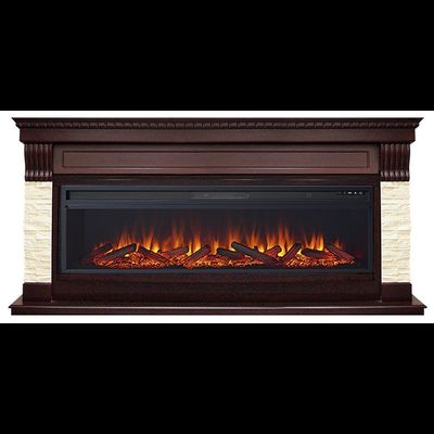 Линейный электрокамин Denver темный дуб с бежевым с очагом Vision 60 LOG LED