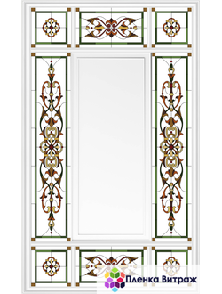 Пленка самоклеющая на потолок , розы витражная пленка, пленочный витраж с классическим рисунком