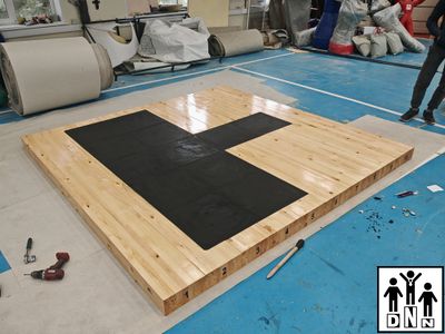 Помост для пауэрлифтинга 2,5х2,5х0,1м (Соревновательный), амортизаторы 8шт 0,5 х 0,5 х 0,04 м DNN