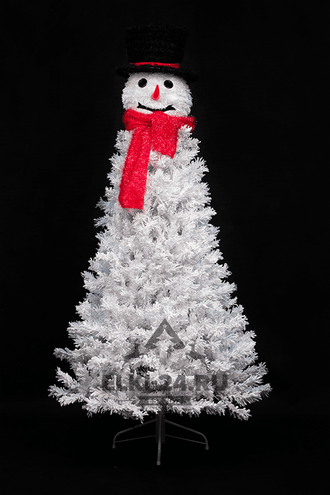 Искусственная светодиодная елка Снеговик 160 см, белая ПВХ хвоя