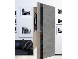 Дверь без наличников 702 бетон с алюминиевой кромкой